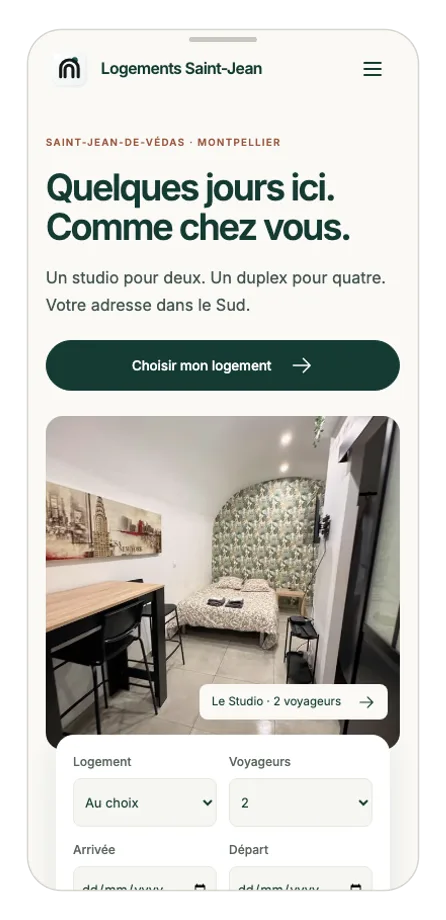 Le site de réservation Calade sur mobile